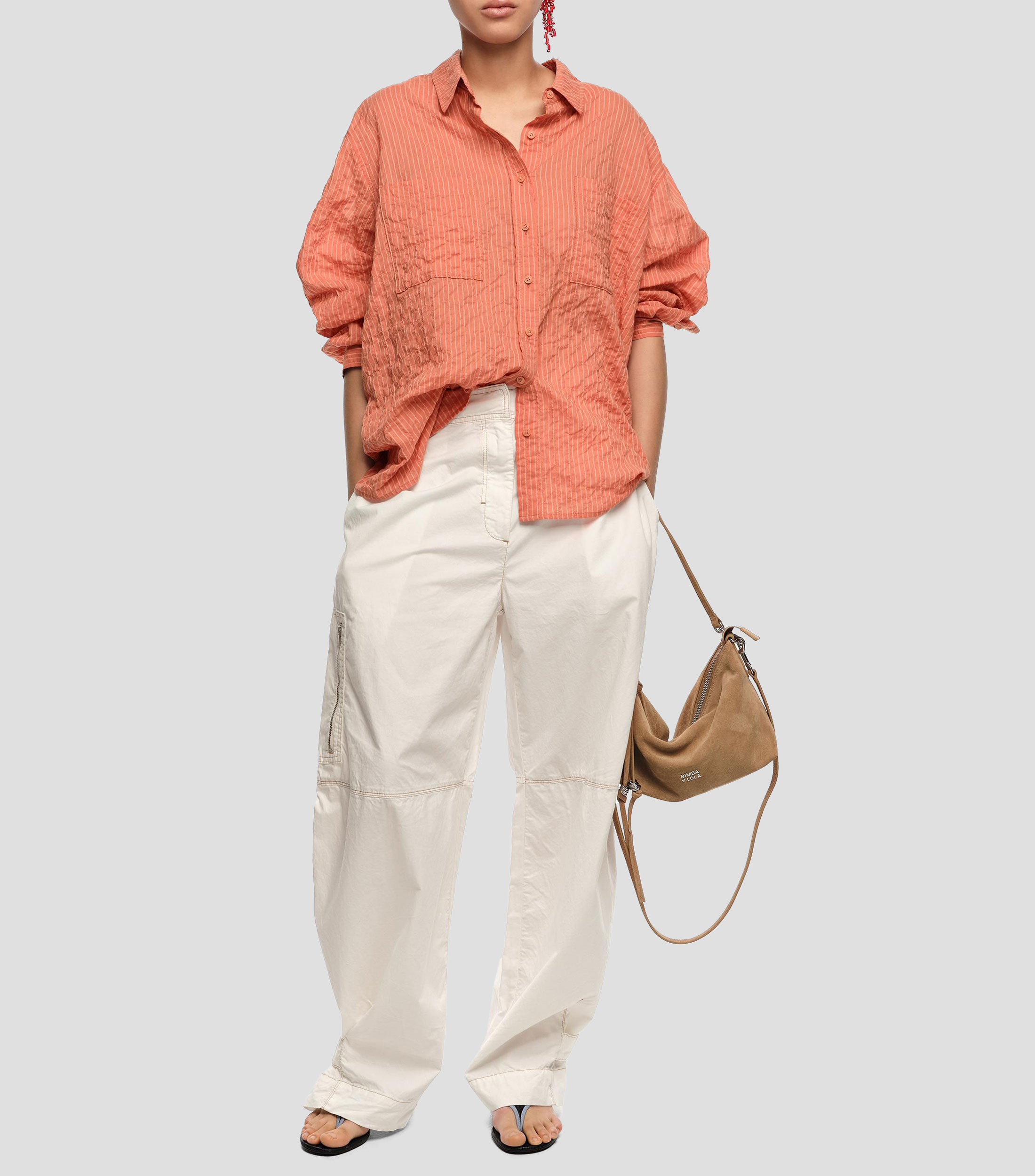 Camisa algodón textura naranja Mujer